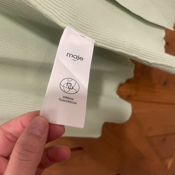 NWT Maje Ribbed Scoop Back Lace Up Mint Green Midi Dress, Size 36 (S) - Picture 8 of 8